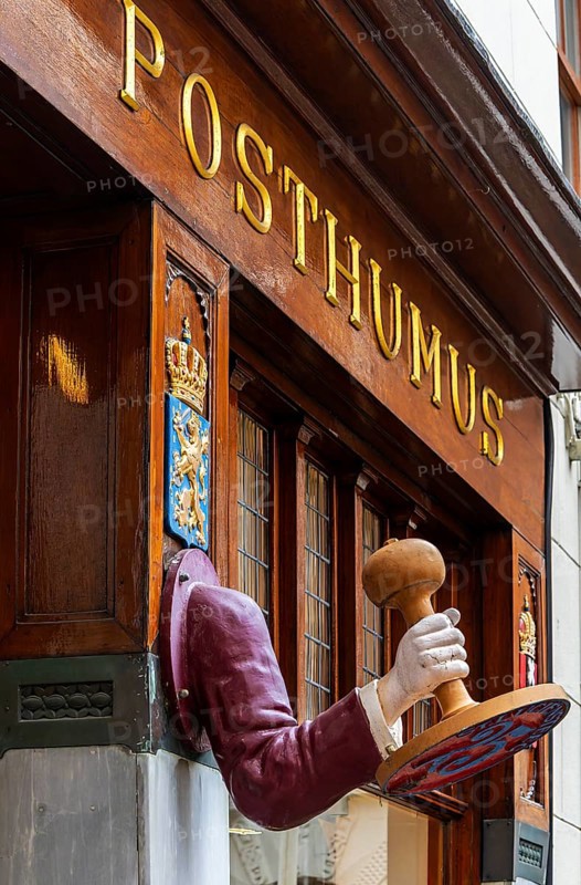 The Posthumus Shop, stationery boutique, shop façade with decorative stamp motifs, St. Luciensteeg, Amszerdam, the Netherlands