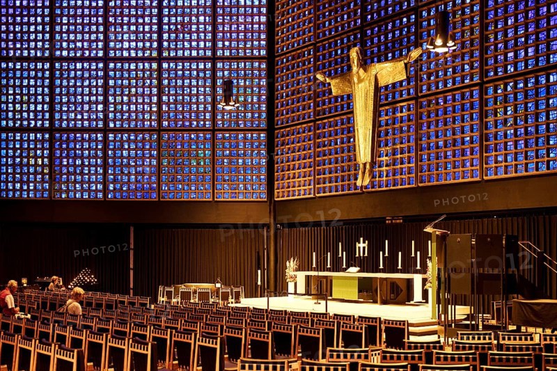 Kaiser Wilhelm Memorial Church, interior of the New Church with Resurrection Christ, Berlin, Germany