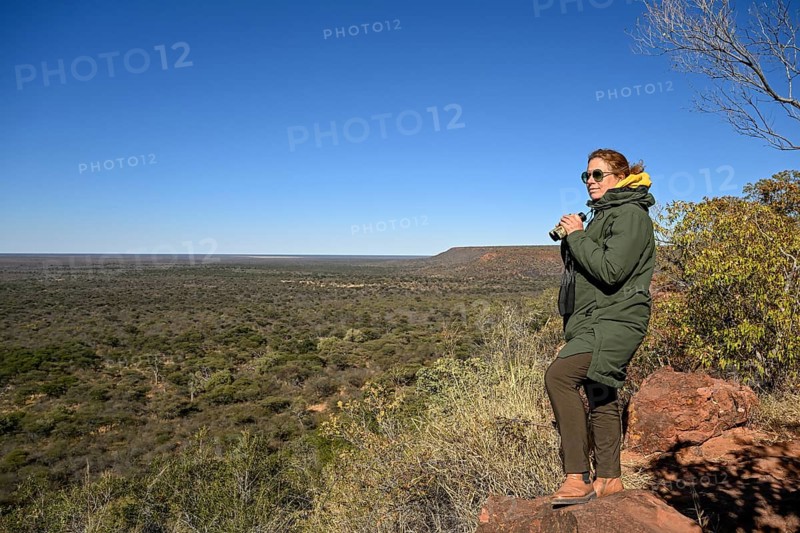 Tourist enjoying the view from Waterberg, Otjozondjupa region, Namibia