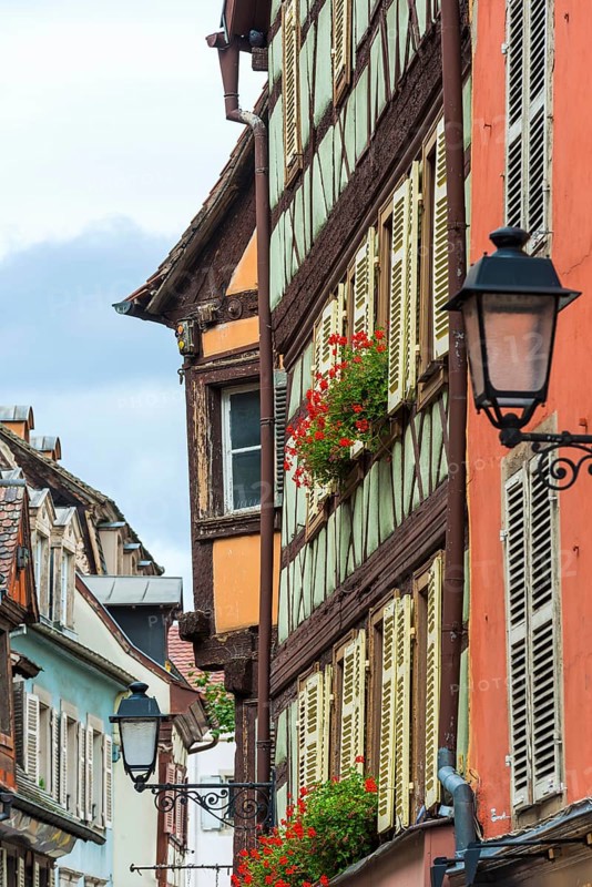 Historic half-timbered houses in the old town centre of Colmar, France