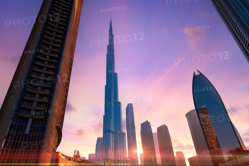 UAE, Dubai downtown financial skyline and business shopping center near Dubai Mall