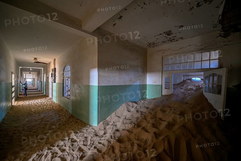 Former hospital full of sand, Kolmanskop, restricted diamond area, Karas region, Namibia