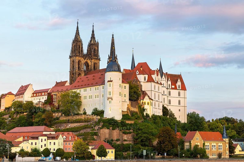 View of Albretsburg Castle and Meissen Cathedral, St. Johannis and St. Donatus, Old Town, Meissen, Saxony, Germany