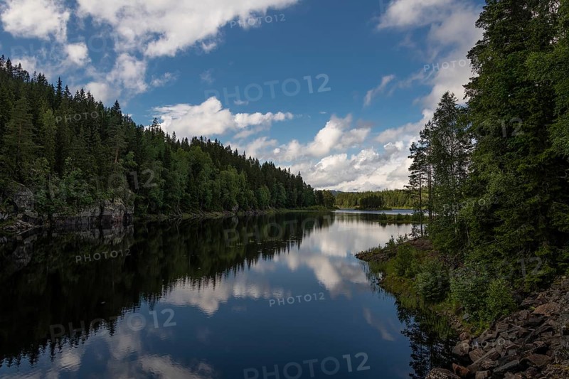 Quiet forest lake, Eidsvoll, Akershus, Norway