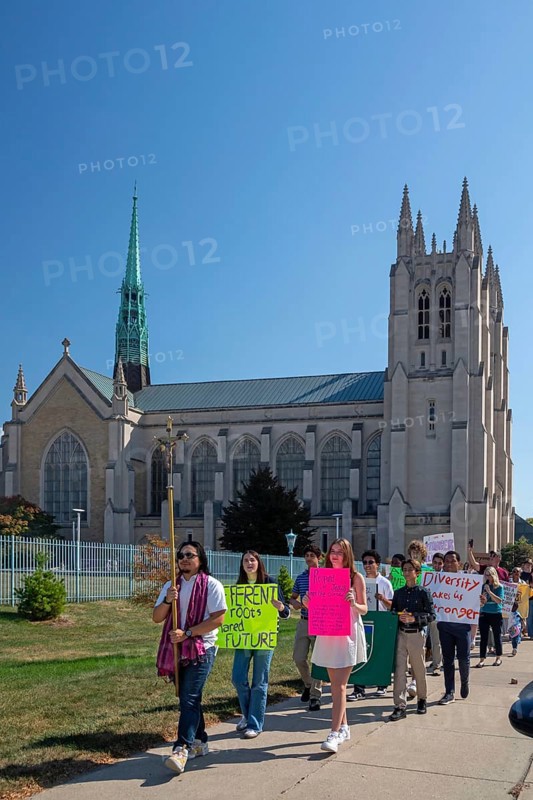 Detroit, Michigan USA - 5 October 2025 - The Catholic Archdiocese of Detroit marks the World Day of Migrants & Refugees with a pilgrimage walk followed by a mass lead by Archbishop Edward Weisenburger. The event was held at the Blessed Sacrament Cathedral