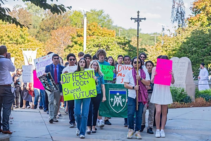 Detroit, Michigan USA - 5 October 2025 - The Catholic Archdiocese of Detroit marks the World Day of Migrants & Refugees with a pilgrimage walk followed by a mass lead by Archbishop Edward Weisenburger. The event was held at the Blessed Sacrament Cathedral