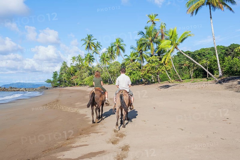 Horseback riding on beach, Drake Bay, Corcovado National Park, Osa Peninsula, Costa Rica