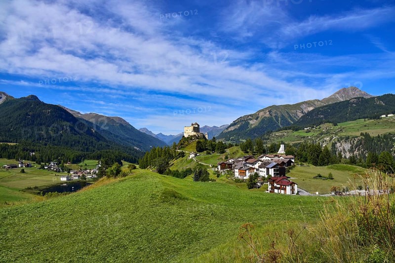 Tarasp Castle in the Lower Engadine, Graubünden, Switzerland