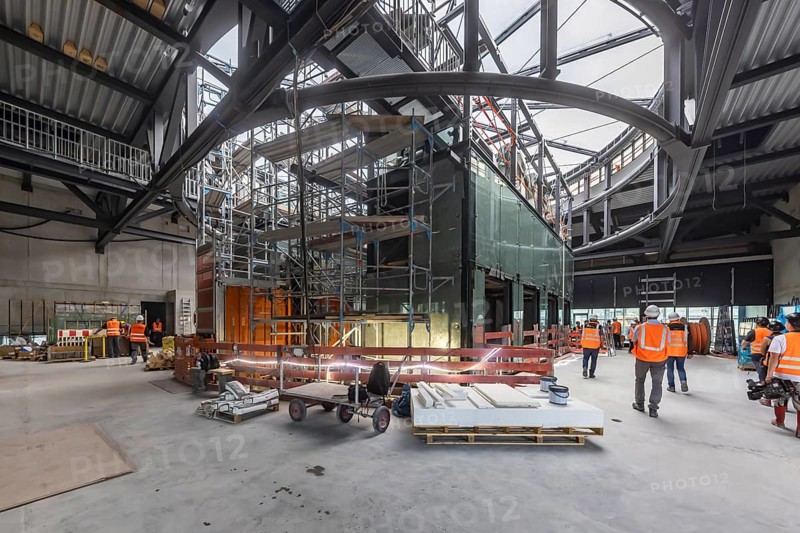 The new airport railway station between the airport and the exhibition centre is a circular building. The tracks are 27 metres lower. The new station is due to go online at the end of 2026. Stuttgart, Baden-Württemberg, Germany