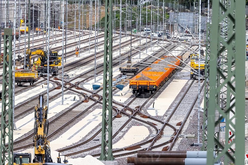 New Untertürkheim railway sidings. Train services are being reorganised as part of Stuttgart 21. Among other things, 33 sidings are being built. Stuttgart, Baden-Württemberg, Germany