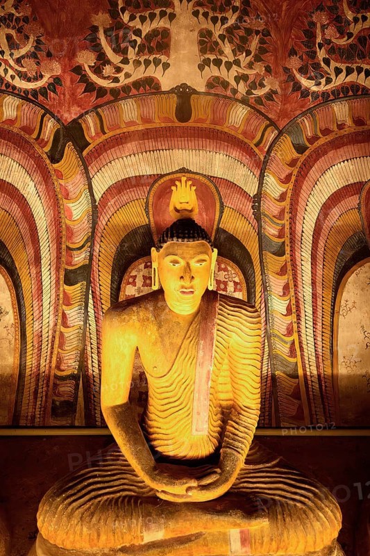 Buddha statues and murals in Dambulla Cave Temple, Dambulla, Sri Lanka