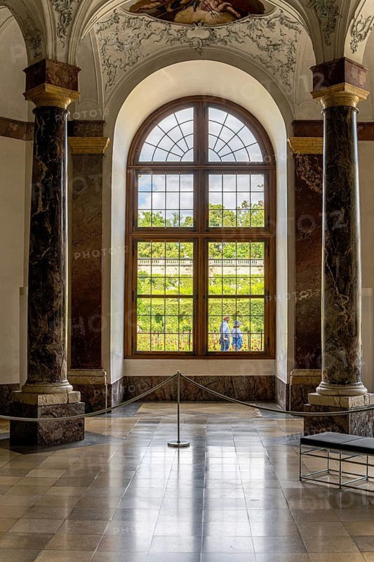 Interior design and exhibition rooms in the Würzburg Residence, imposing 18th century palace with frescoes, paintings and valuable works of art, Würzburg, Bavaria, Germany