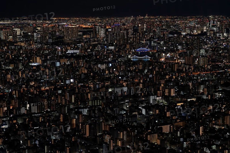 Tokyo skyline at night, from the Skytree Observation Deck, Sumida, Tokyo Prefecture, Tokyo, Japan