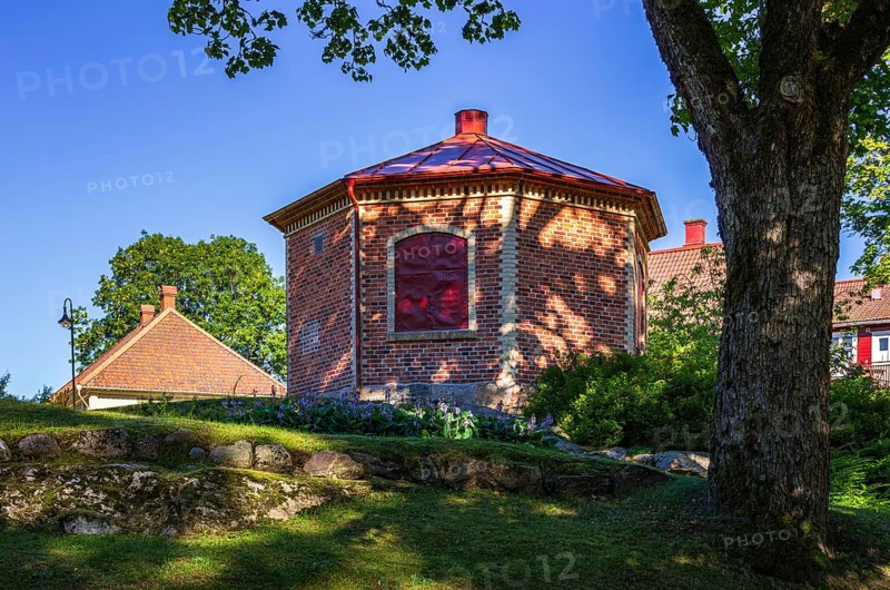 Historic building structures of Gustafsberg, a former spa and bathing resort on the Byfjord in Uddevalla, Bohuslän, Västra Götalands län, Sweden