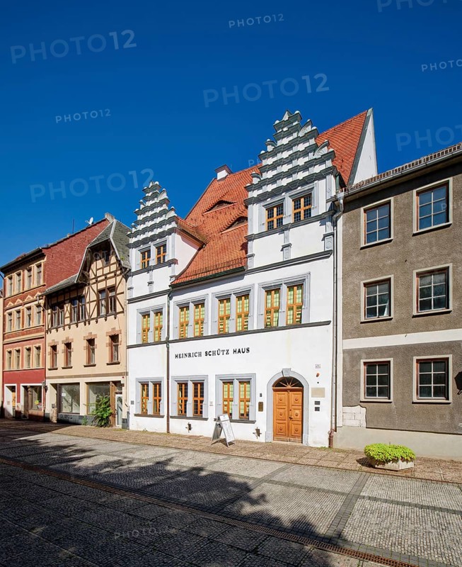 The composer Heinrich Schütz lived in the Heinrich Schütz House in Weißenfels from 1651 until shortly in front of his death in 1670/71, museum, home of the musician, Weißenfels, Saxony-Anhalt, Germany