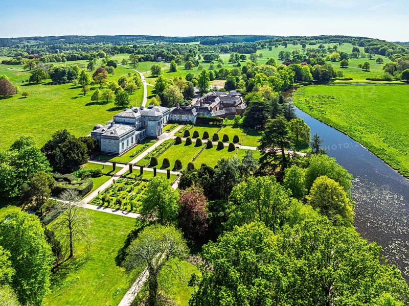 Shugborough Estate from a drone, Great Haywood, Staffordshire, England, United Kingdom