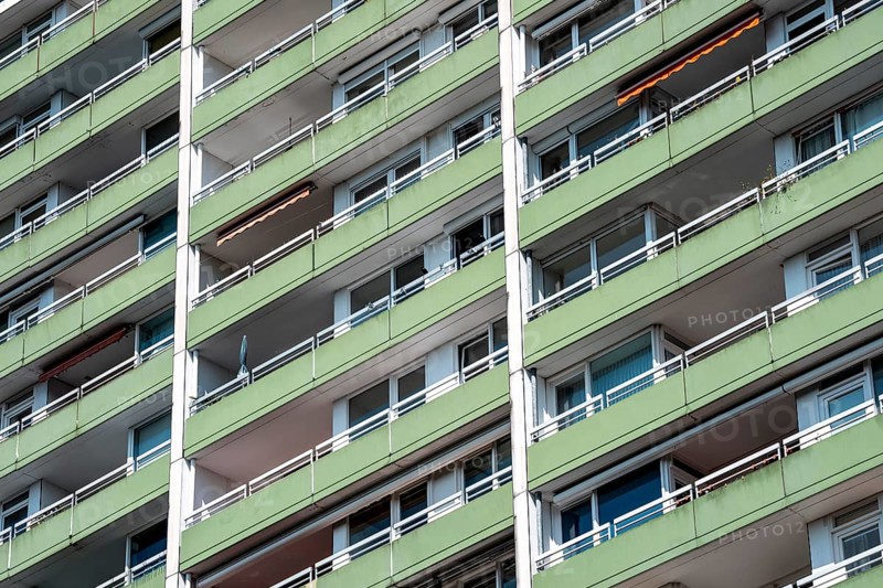 Residential tower block, in Essen-Steele, tallest residential building in the city, over 130 flats on 20 floors, 70 metres high, North Rhine-Westphalia, Germany