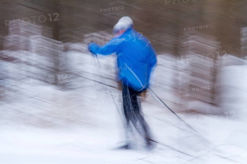 Person skiing, Slow motion image, City of Montreal, Province of Quebec, Canada, North America