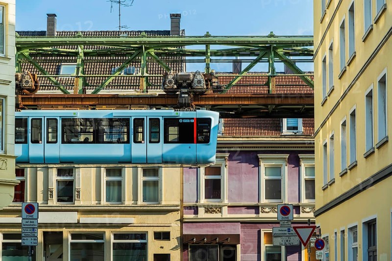 The Wuppertal suspension railway near the Sonnborn stop, Wuppertal, Germany, digitally reworked