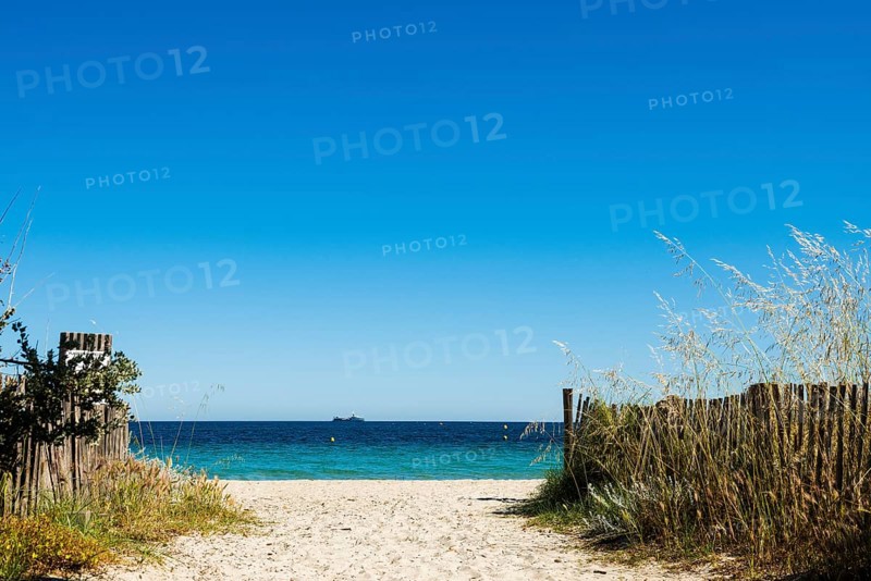 Sandy beach beach, Plage de Tahiti, Saint Tropez, Var, French Riviera, Provence-Alpes-Cote d'Azur, Cote d Azur, France
