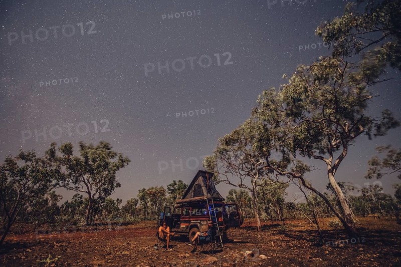 Australia Outback Landrover Camper Starry sky, Australia