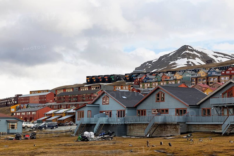Colourful wooden houses, Longyearbyen, Spitsbergen, Svalbard