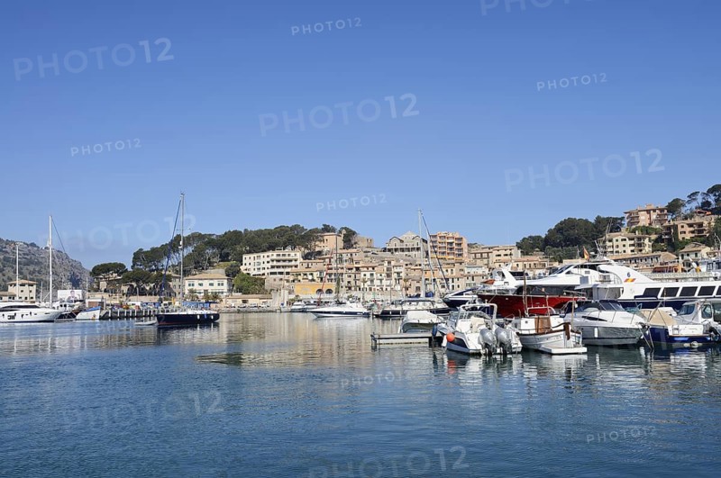 Boats in the harbour, Port De Soller, Majorca, Balearic Islands, Spain