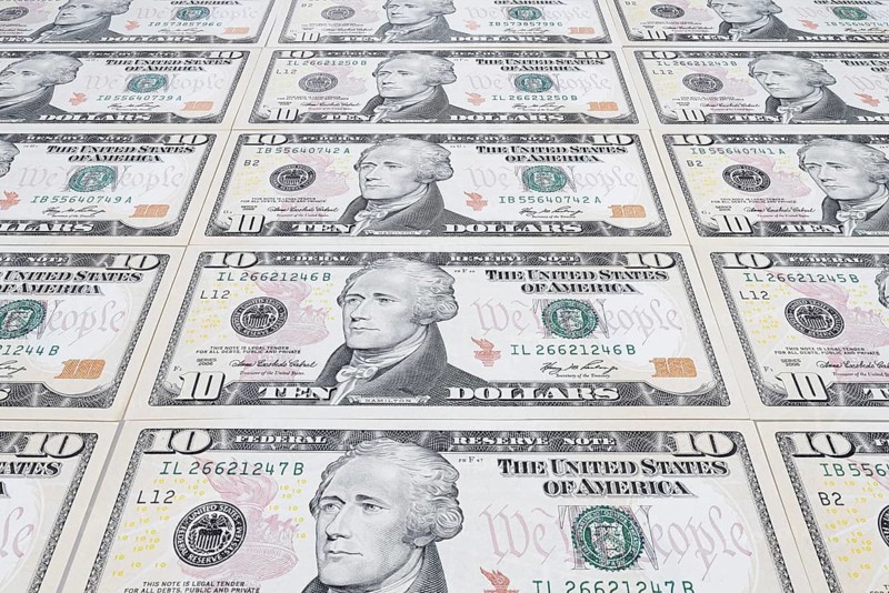 10 US dollar notes, 10 dollar banknotes
