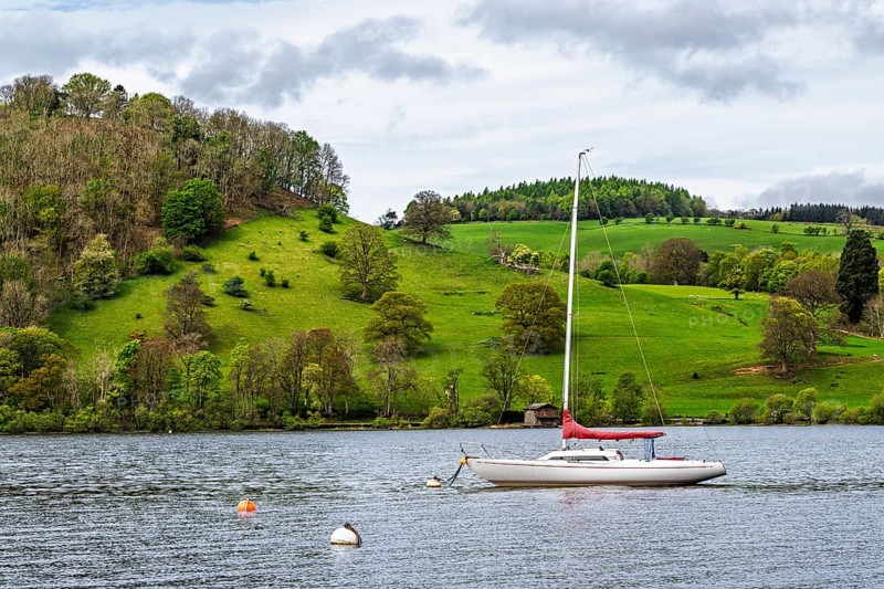 Boats on Ullswater Lake, Pooley Bridge, Lake District National Park, Cumbria, England, United Kingdom