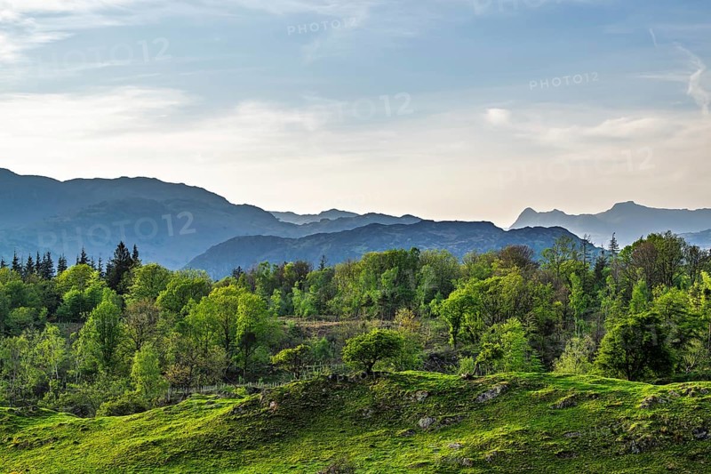 Mountains in Lake District National Park over Coniston Water, Cumbria, England, United Kingdom