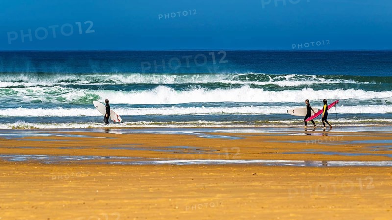 Surfer on Contis beach, Saint Julien en Born, Saint-Julien-en-Born, Landes, France