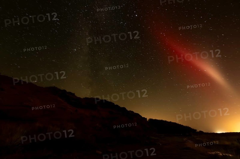 Northern Lights with Milky Way at the North Sea, Elbogen, List, Sylt, Schleswig-Holstein