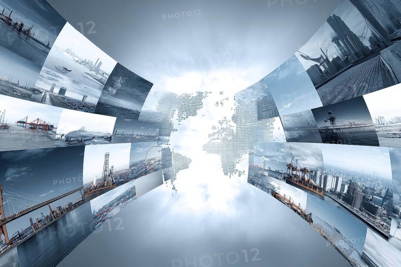 Concept of global international trade and commerce and interconnected businesses global corporations, AI generated