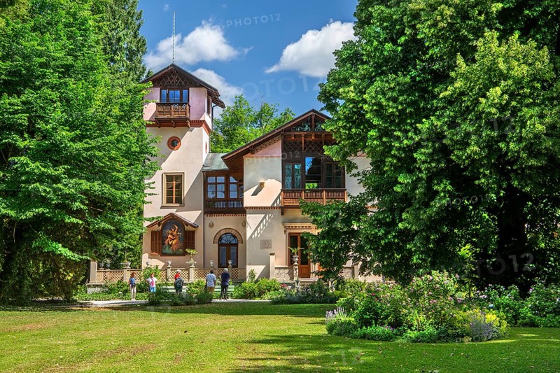 Pompeian-Bavarian casino on the Rose Island in Lake Starnberg, Feldafing, Upper Bavaria, Bavaria, Germany
