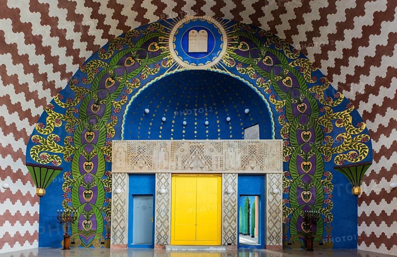 Renovated interior of the Neolog Synagogue converted into a cultural centre by Berlin architect Richard Scheibner in the Capital of Culture 2026, Trencín, Slovakia