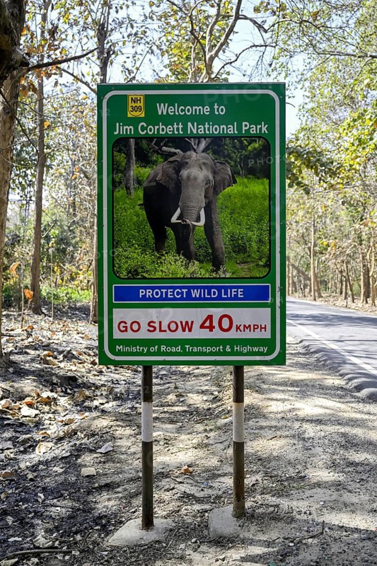 Sign Welcome to Jim Corbett National Park, Corbett National Park, near Ramnagar, Uttarakhand State, India