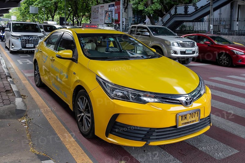 Road traffic taxi, Bangkok, Thailand