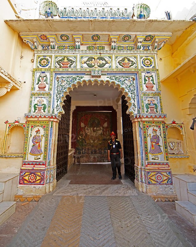 Colourful Tor tor in the City Palace, Udaipur, Rajasthan, India