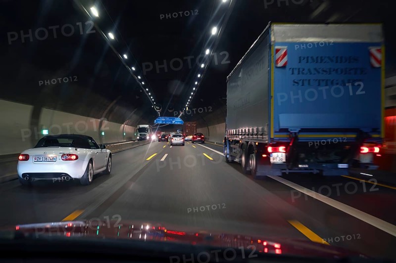 Traffic in the Engelberg Tunnel on the A 81 motorway, Baden-Württemberg, Germany