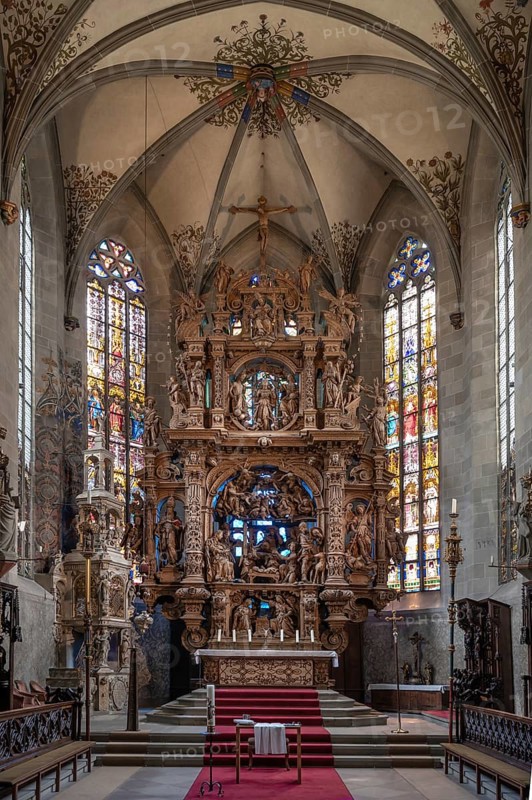 High altar, created between 1613 and 1616, Überlingen Minster, St Nicholas, built in 1350 and 1576 in the late Gothic style, Überlingen, Baden-Württemberg, Germany