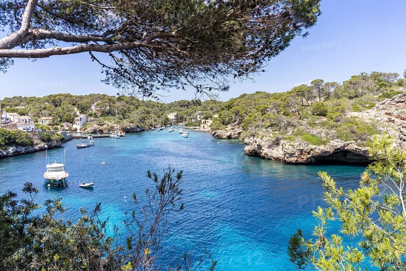 Bay of Cala Figuera on Majorca with sailing boats holiday by the sea trip in Cala Figuera, Spain