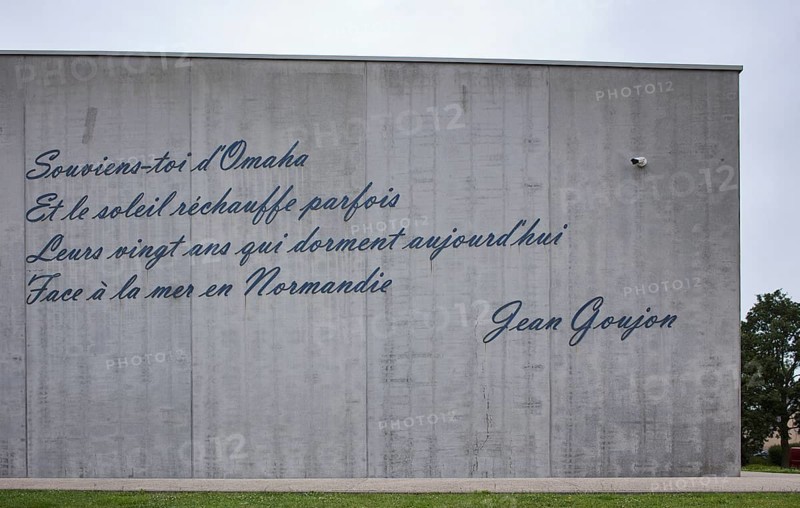 Test excerpt of the song Souviens-toi de Omaha, Remember Omaha, by Jean Goujon at the entrance to the Overlord Museum, Colleville-sur-Mer, D-Day, Omaha Beach, Operation Overlord, Normandy, Calvados, France