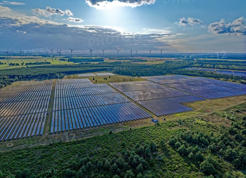 Jännersdorf solar park in the municipality of Marienfließ, Brandenburg. Germany