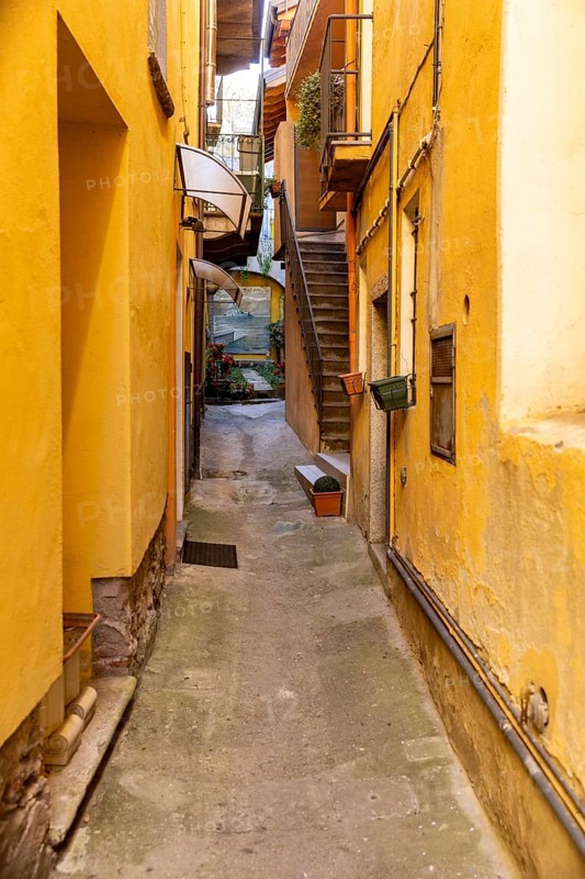 Backyard alley with stairs, Omegna, Province of Novara, Piedmont, Italy