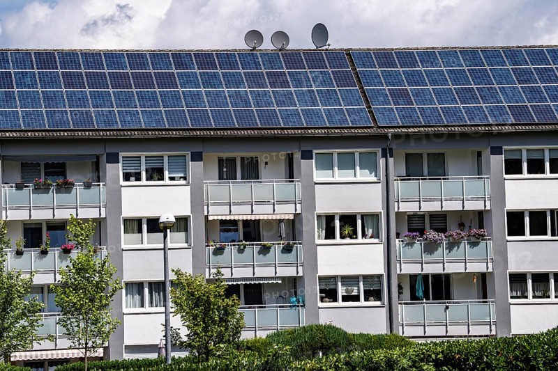 Rented flats, apartment block, energy table renovated, with solar roof, Essen, North Rhine-Westphalia, Germany