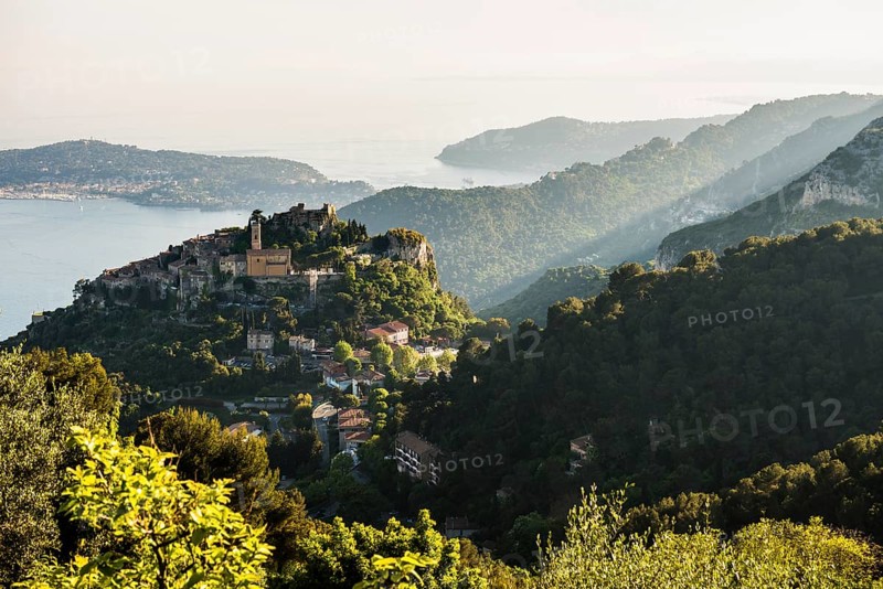 Picturesque mountain village overlooking the sea, Èze, Cote d'Azur, Alpes-Maritimes, Provence-Alpes-Cote-d'Azur, South of France, France