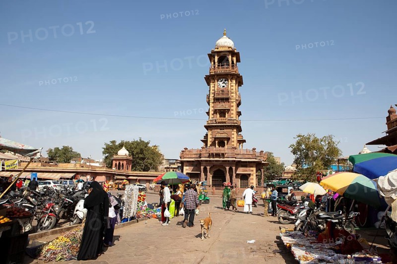 Ghanta Ghar clock tower in Sandar Market Girdikot, old town of Jodhpur, Rajasthan, India