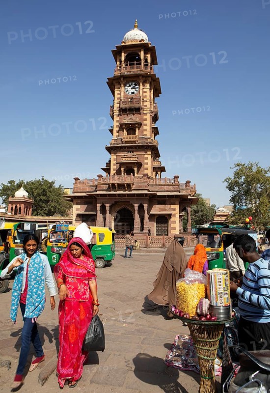 Ghanta Ghar clock tower in Sandar Market Girdikot, old town of Jodhpur, Rajasthan, India