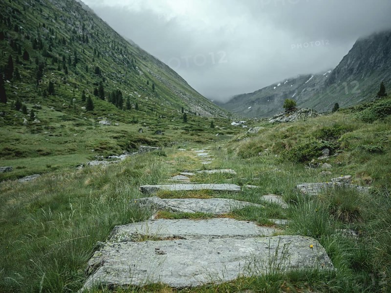 Historical sower's path along which Holocaust survivors travelled from Austria to Italy in 1947 in order to embark for Palestine, Krimmler Tauern, Pinzgau, Salzburg, Austria