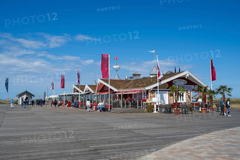 Gosch, Restaurant an der Promenade, Seebrücke, Sankt Peter Ording, Eiderstedt, Nordfriesland, North Sea, Schleswig-Holstein, Germany